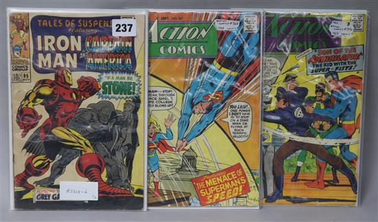 Marvel and DC comics, 1960s-1970s, including Action Comics, Tales of Suspence, Detective Comics etc, 10 and 12 cents and 1 shilling iss